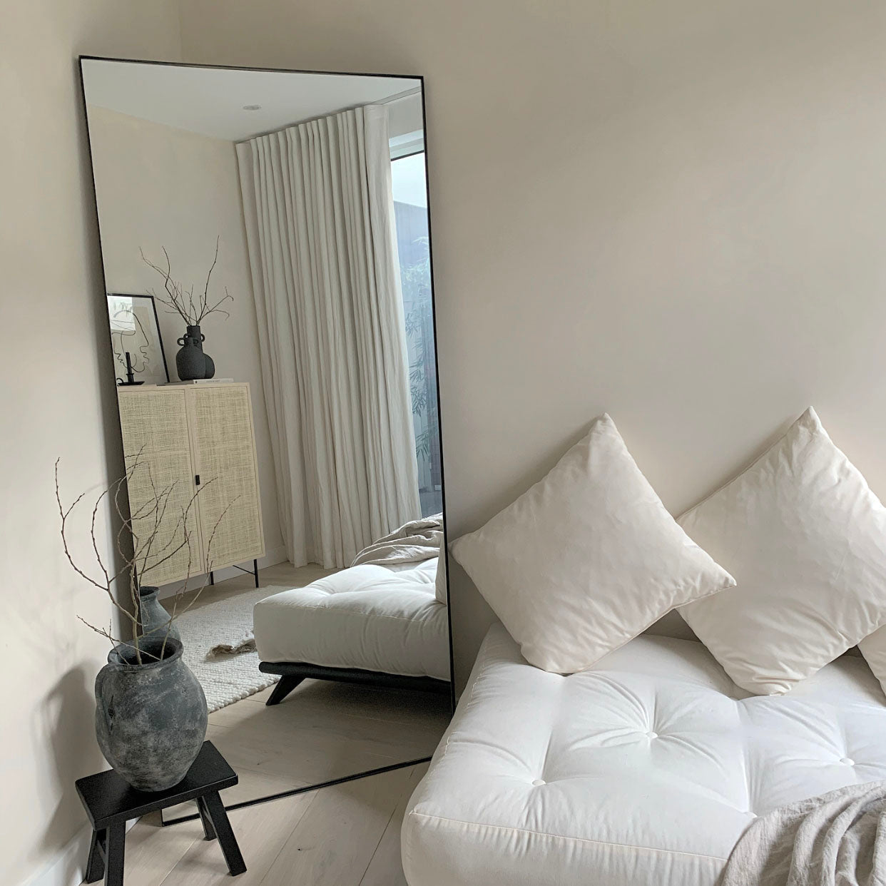 Theo Mirror - Large Rectangular Black Metal Wall Mirror 179cm x 80cm