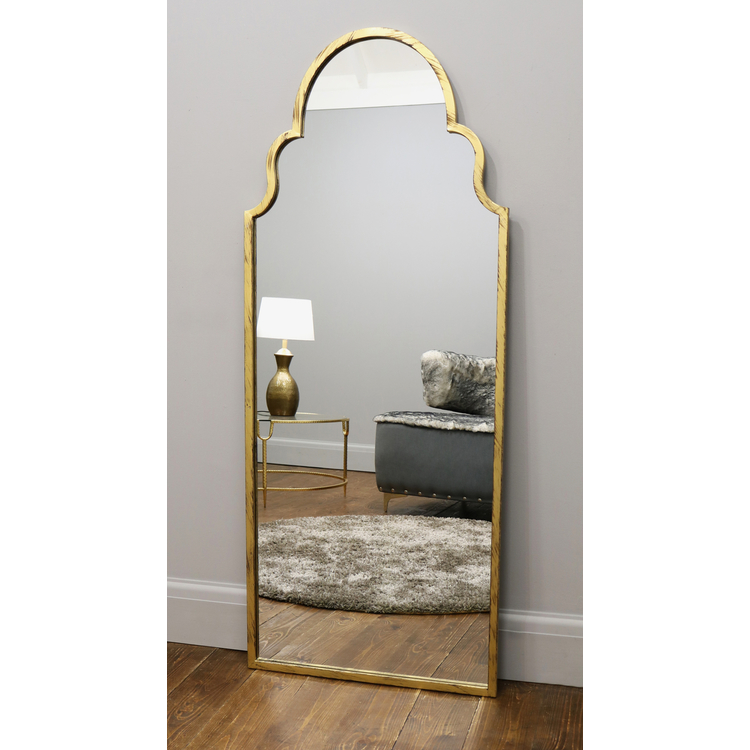 Algiers Mirror - Large Arched Gold Metal Mirror 150cm x 60cm