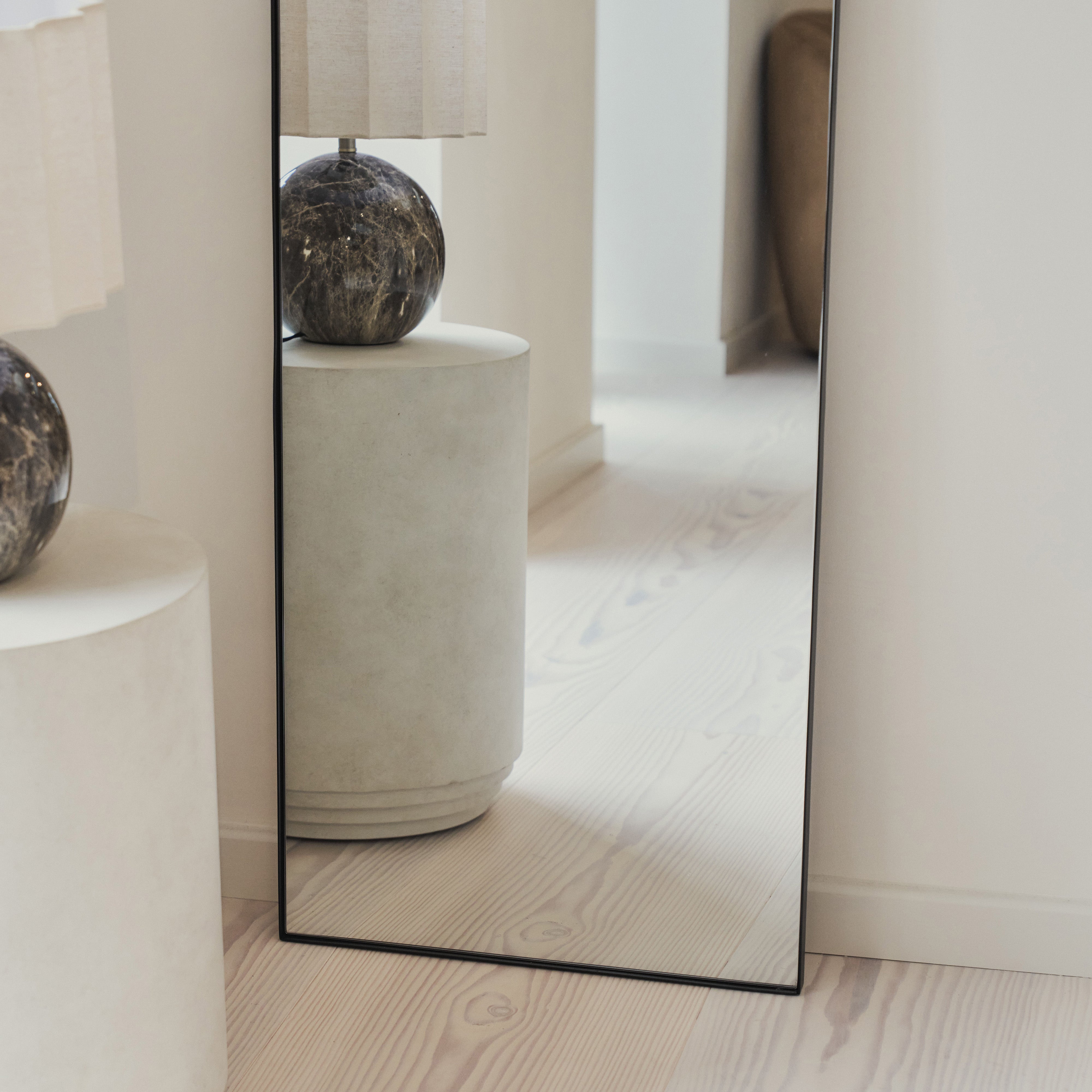 Theo Mirror - Large black curved metal full-length mirror 160cm x 50cm