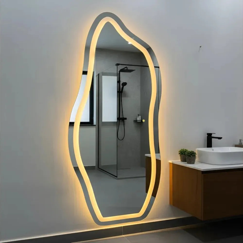 Theo Mirror - Organic Flame Mirror E06 150x60cm 170x70cm With Warm Matte LED 3000k