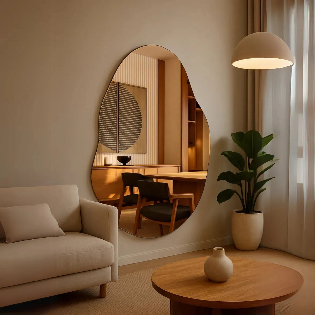 Amora Mirror - Large polished organic decorative mirror - 110 x 80