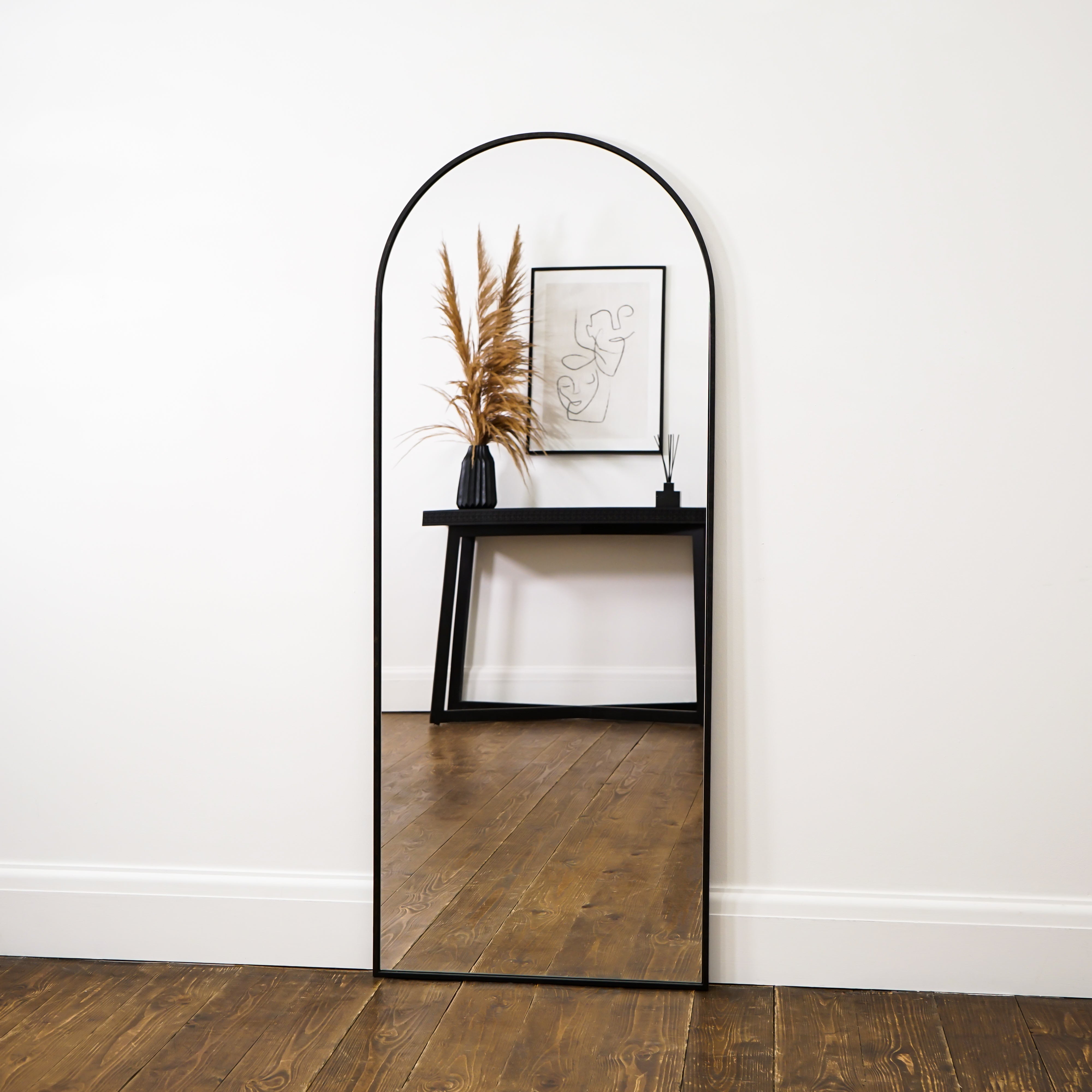 Liberty Mirror - Large Black Arched Metal Mirror 160cm x 60cm