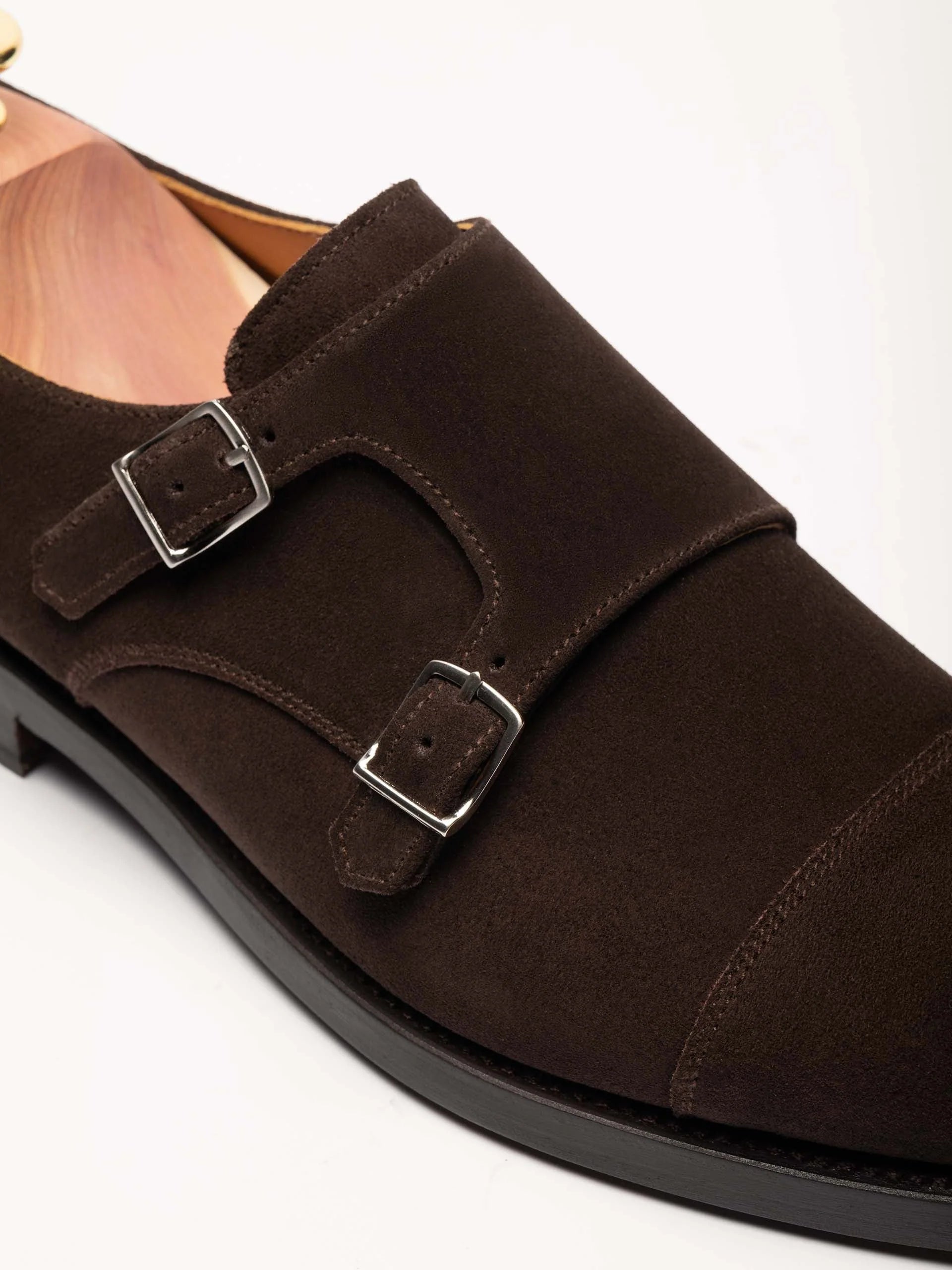 The Double Monkstrap - Brown Suede