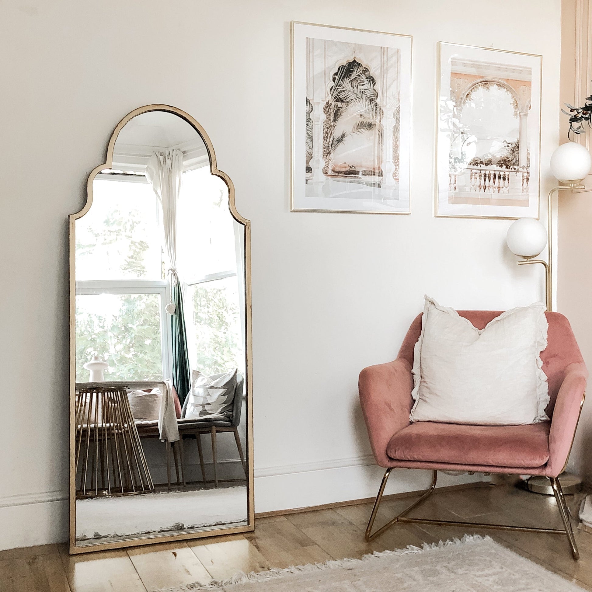 Algiers Mirror - Large Arched Gold Metal Mirror 150cm x 60cm