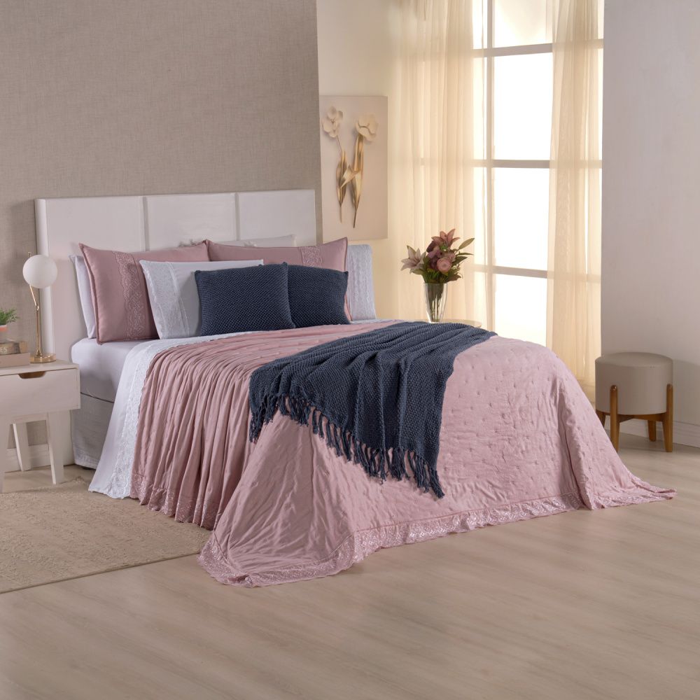 [10 PIEZAS] Juego de cama Serena percal 300 hilos bordado inglés + Set de Toallas Premium de Regalo