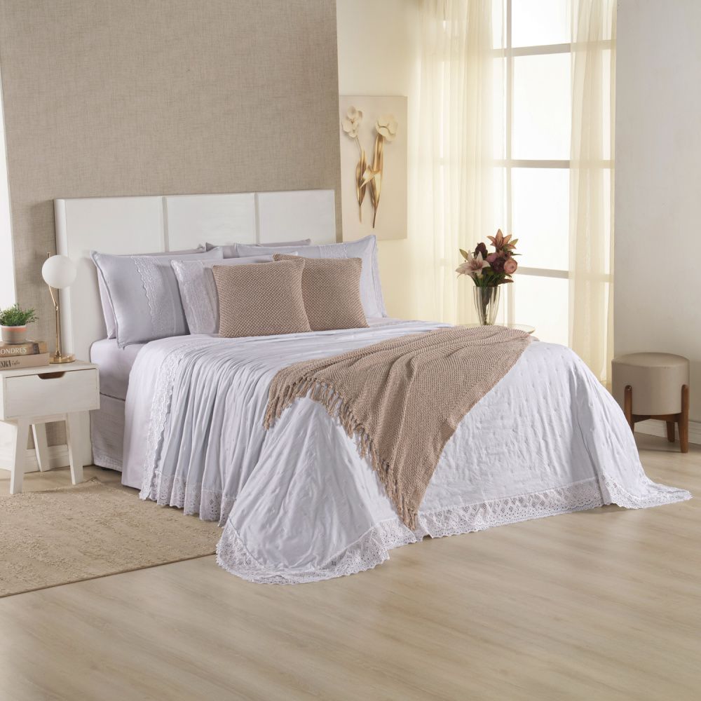 [10 PIEZAS] Juego de cama Serena percal 300 hilos bordado inglés + Set de Toallas Premium de Regalo