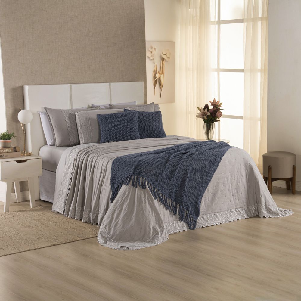 [10 PIEZAS] Juego de cama Serena percal 300 hilos bordado inglés + Set de Toallas Premium de Regalo