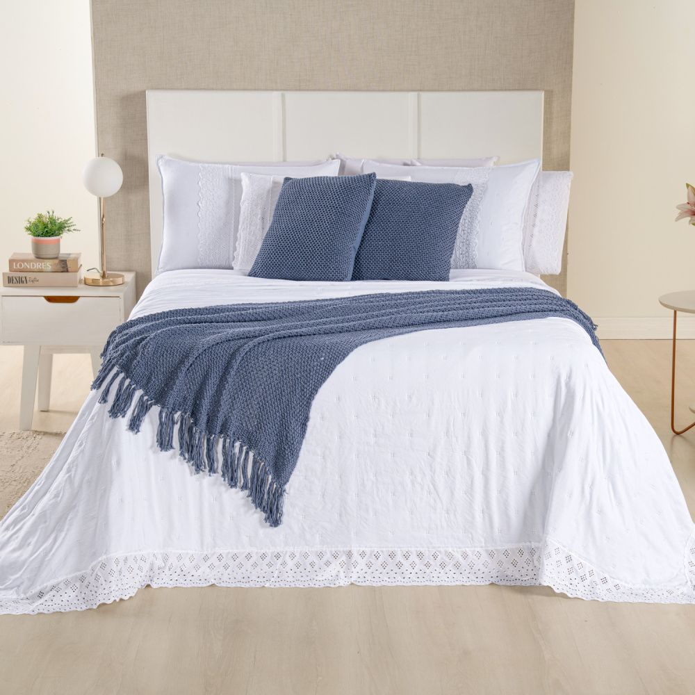 [10 PIEZAS] Juego de cama Serena percal 300 hilos bordado inglés + Set de Toallas Premium de Regalo