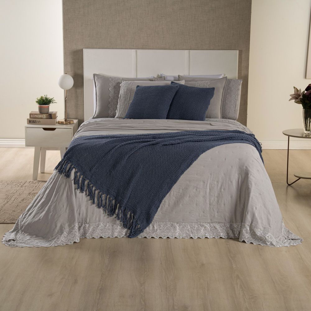 [10 PIEZAS] Juego de cama Serena percal 300 hilos bordado inglés + Set de Toallas Premium de Regalo