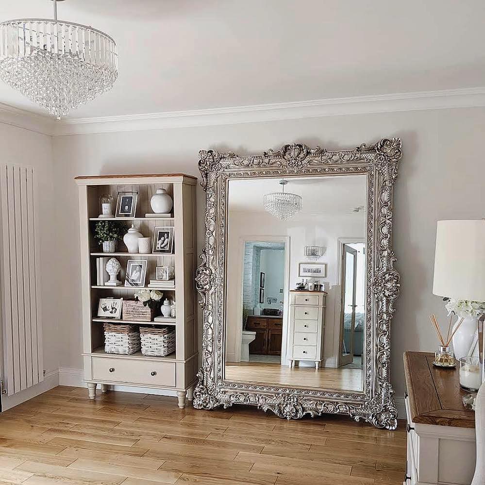 Ella Large Mirror – Champagne decorated floor mirror (190 cm x 140 cm)