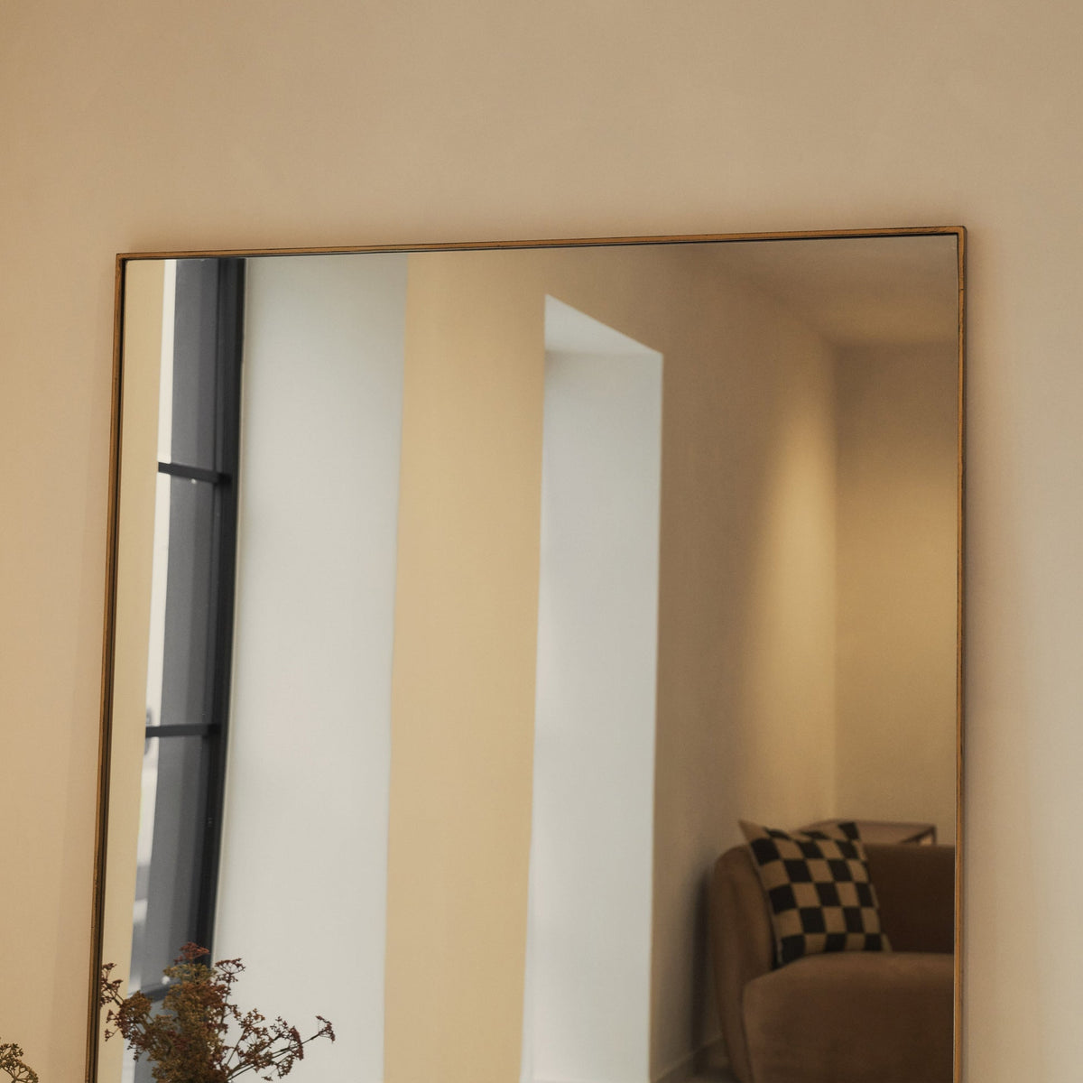 Theo Mirror – Extra Large Rectangular Full Body Metal Mirror in Gold (190 cm x 120 cm)