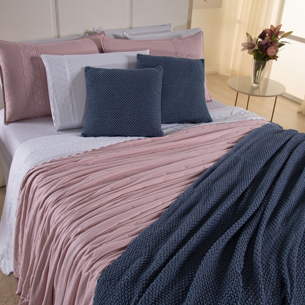 [10 PIEZAS] Juego de cama Serena percal 300 hilos bordado inglés + Set de Toallas Premium de Regalo