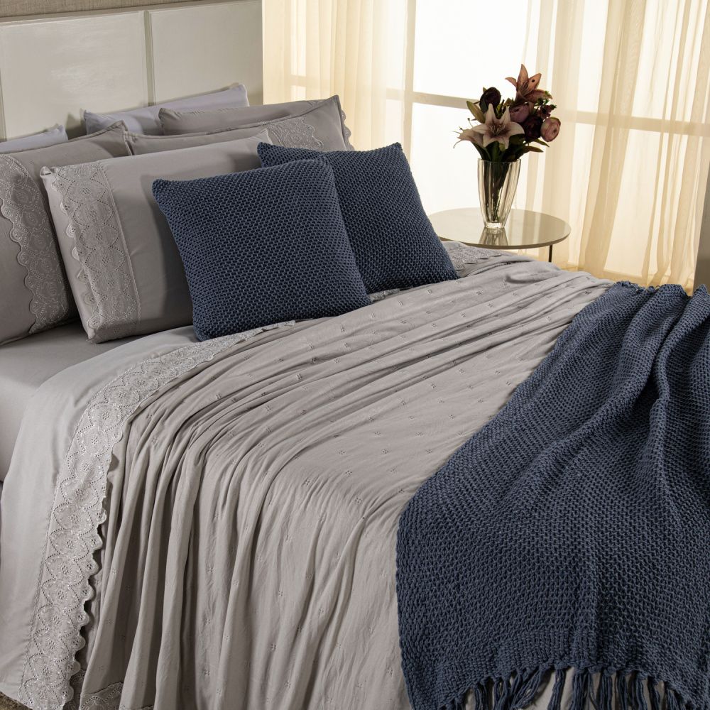 [10 PIEZAS] Juego de cama Serena percal 300 hilos bordado inglés + Set de Toallas Premium de Regalo
