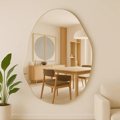 Amora Mirror - Large polished organic decorative mirror - 110 x 80