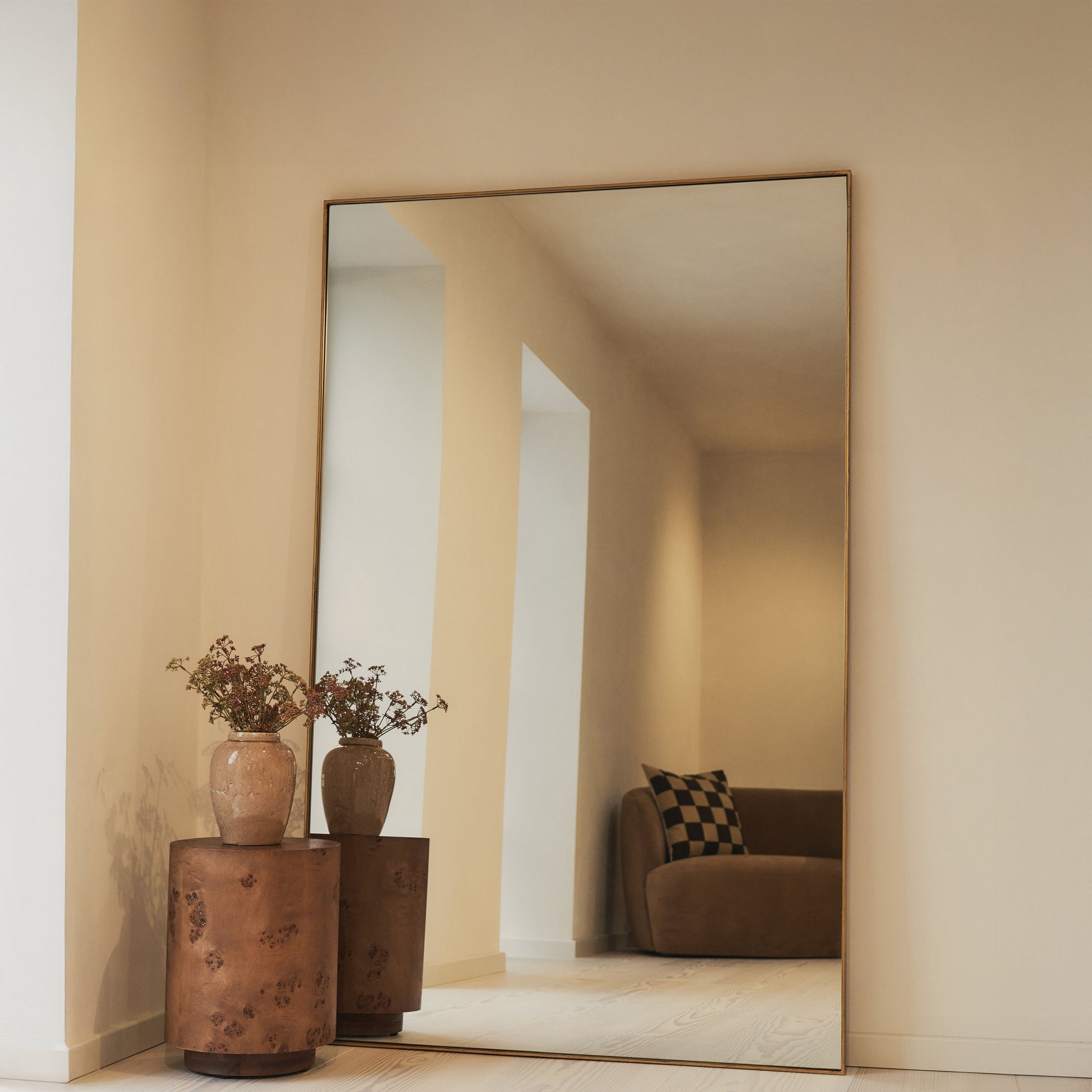 Theo Mirror – Extra Large Rectangular Full Body Metal Mirror in Gold (190 cm x 120 cm)