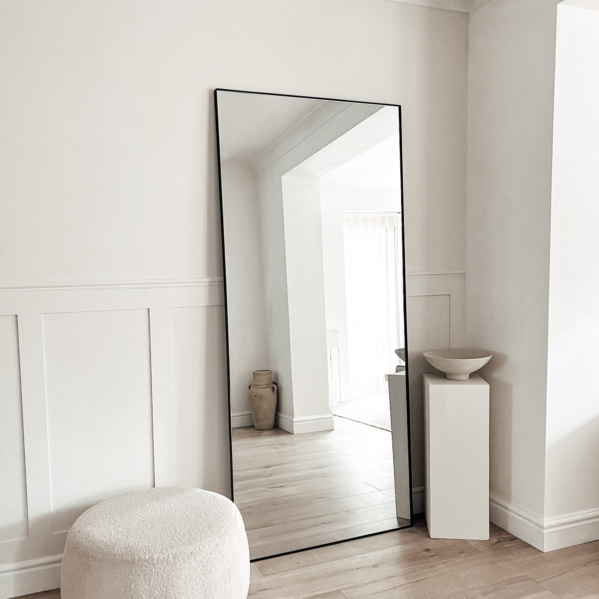 Theo Mirror - Large Rectangular Black Metal Wall Mirror 179cm x 80cm