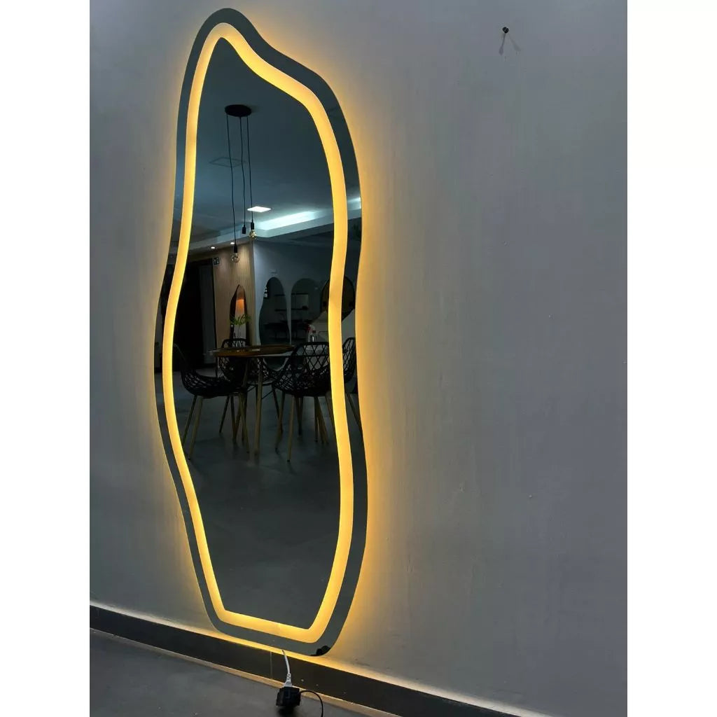 Theo Mirror - Organic Flame Mirror E06 150x60cm 170x70cm With Warm Matte LED 3000k