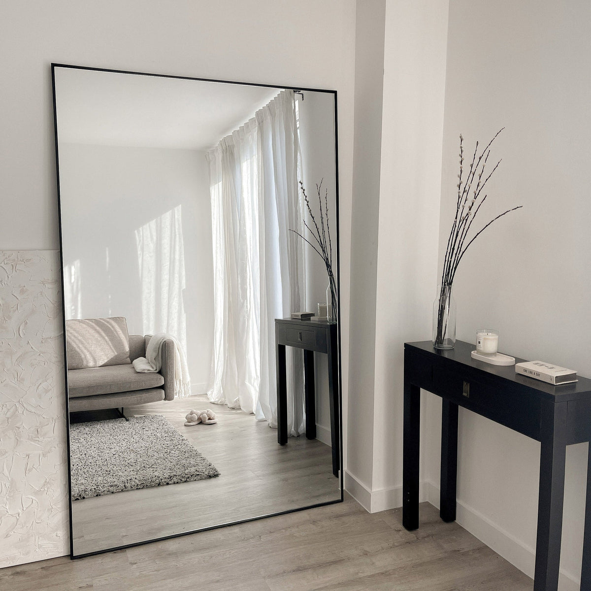 Theo Mirror – Extra large black metal full-length mirror (190 cm x 120 cm)
