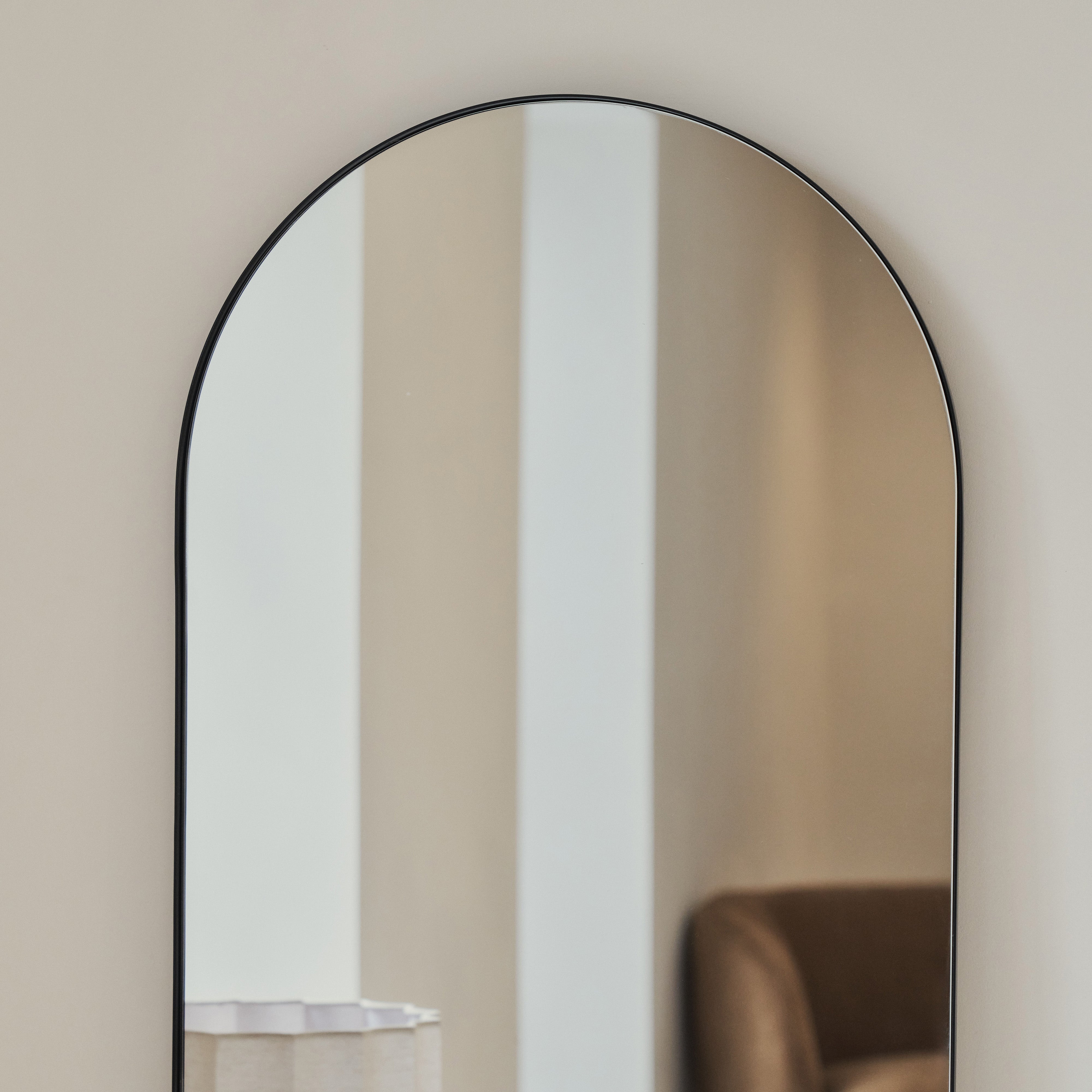 Theo Mirror - Large black curved metal full-length mirror 160cm x 50cm
