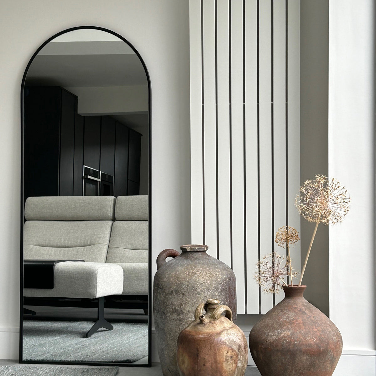 Liberty Mirror - Large Black Arched Metal Mirror 160cm x 60cm