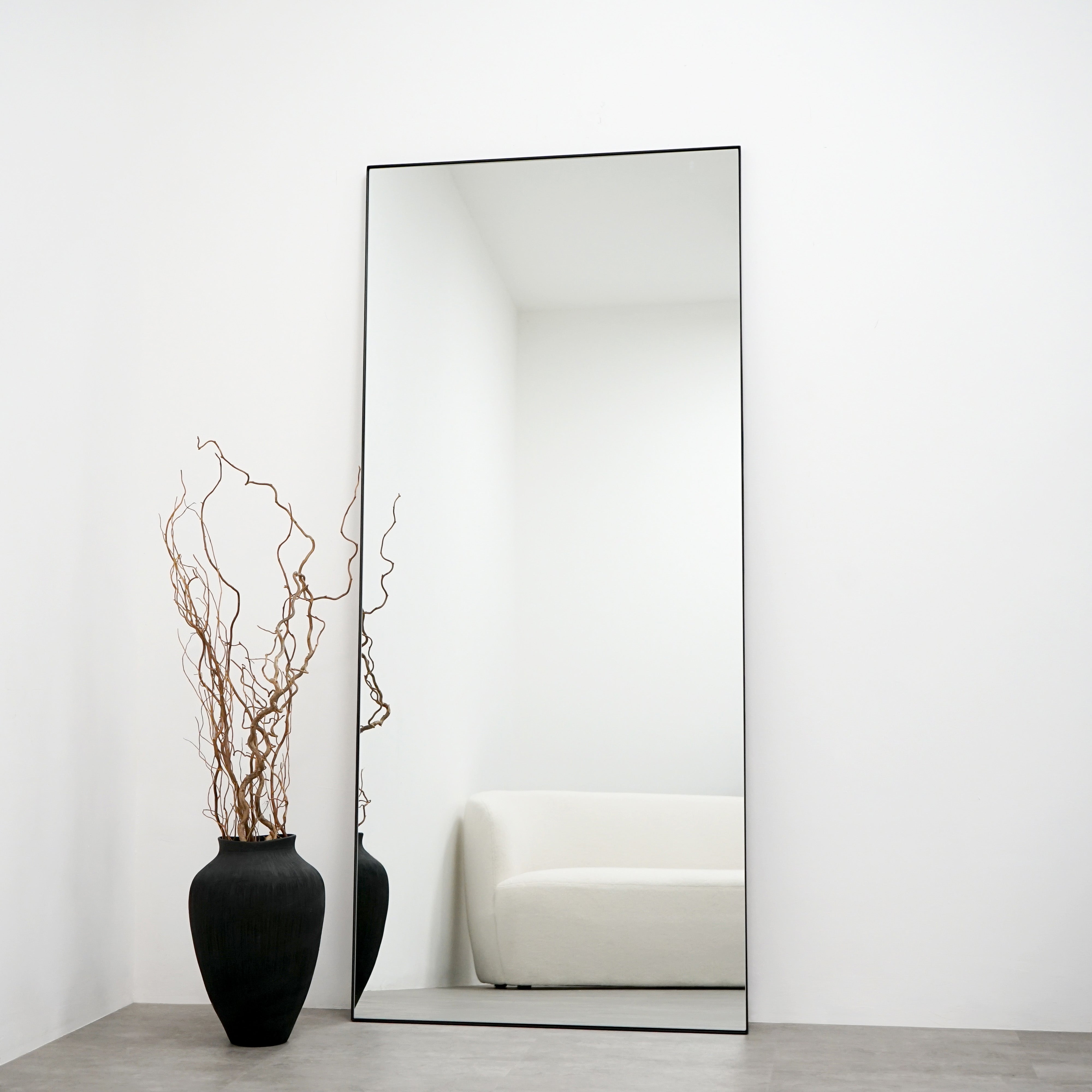 Theo Mirror - Large Rectangular Black Metal Wall Mirror 179cm x 80cm