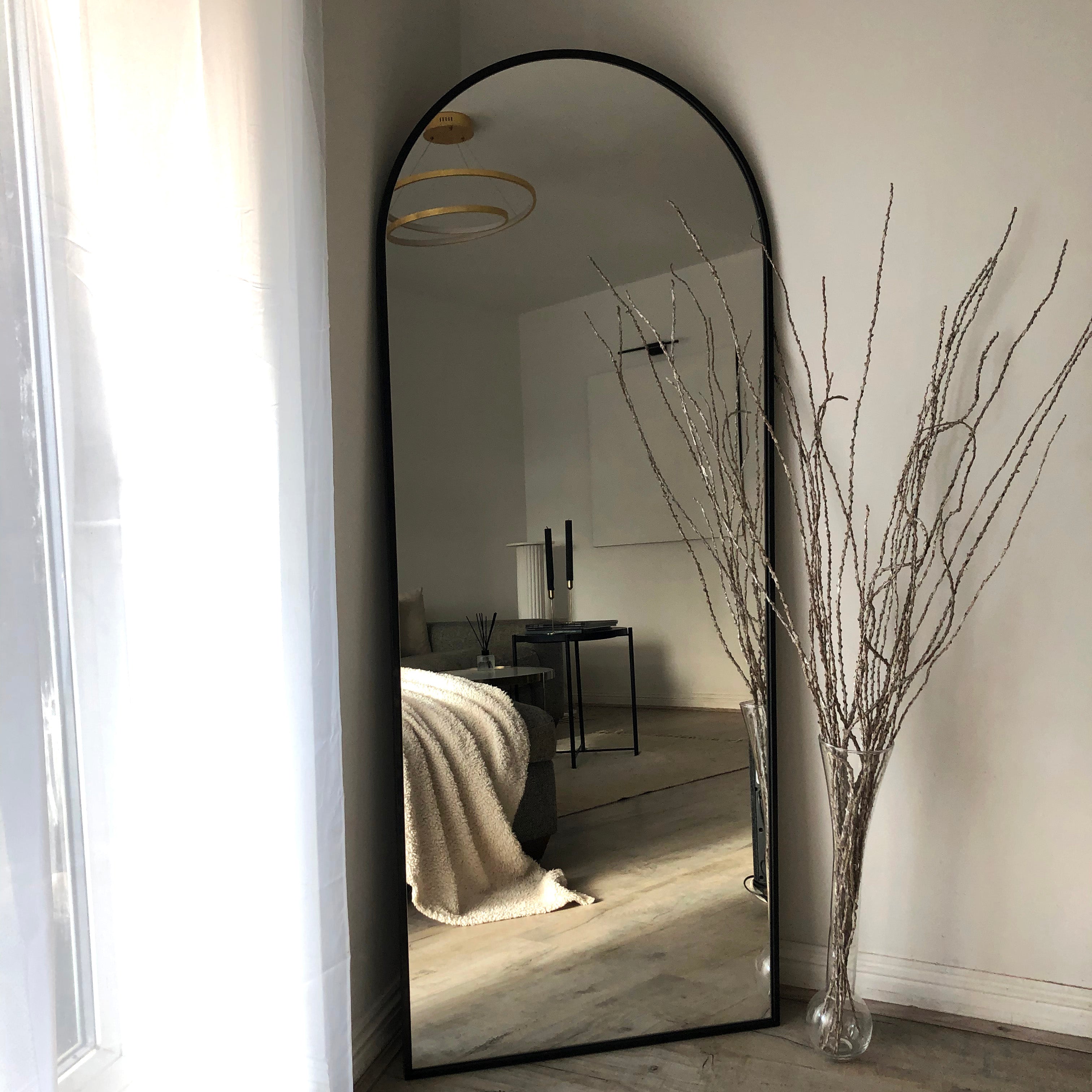 Liberty Mirror - Large Black Arched Metal Mirror 160cm x 60cm