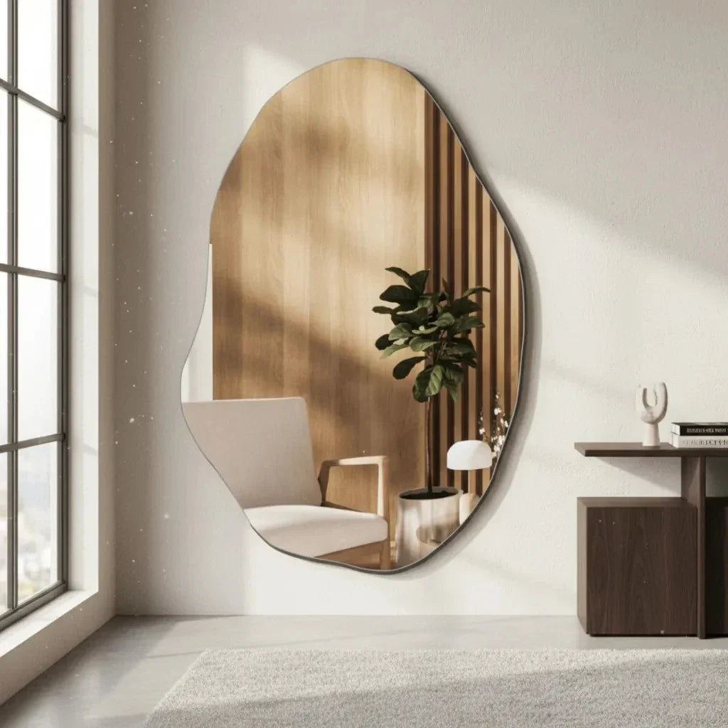 Amora Mirror - Large polished organic decorative mirror - 110 x 80