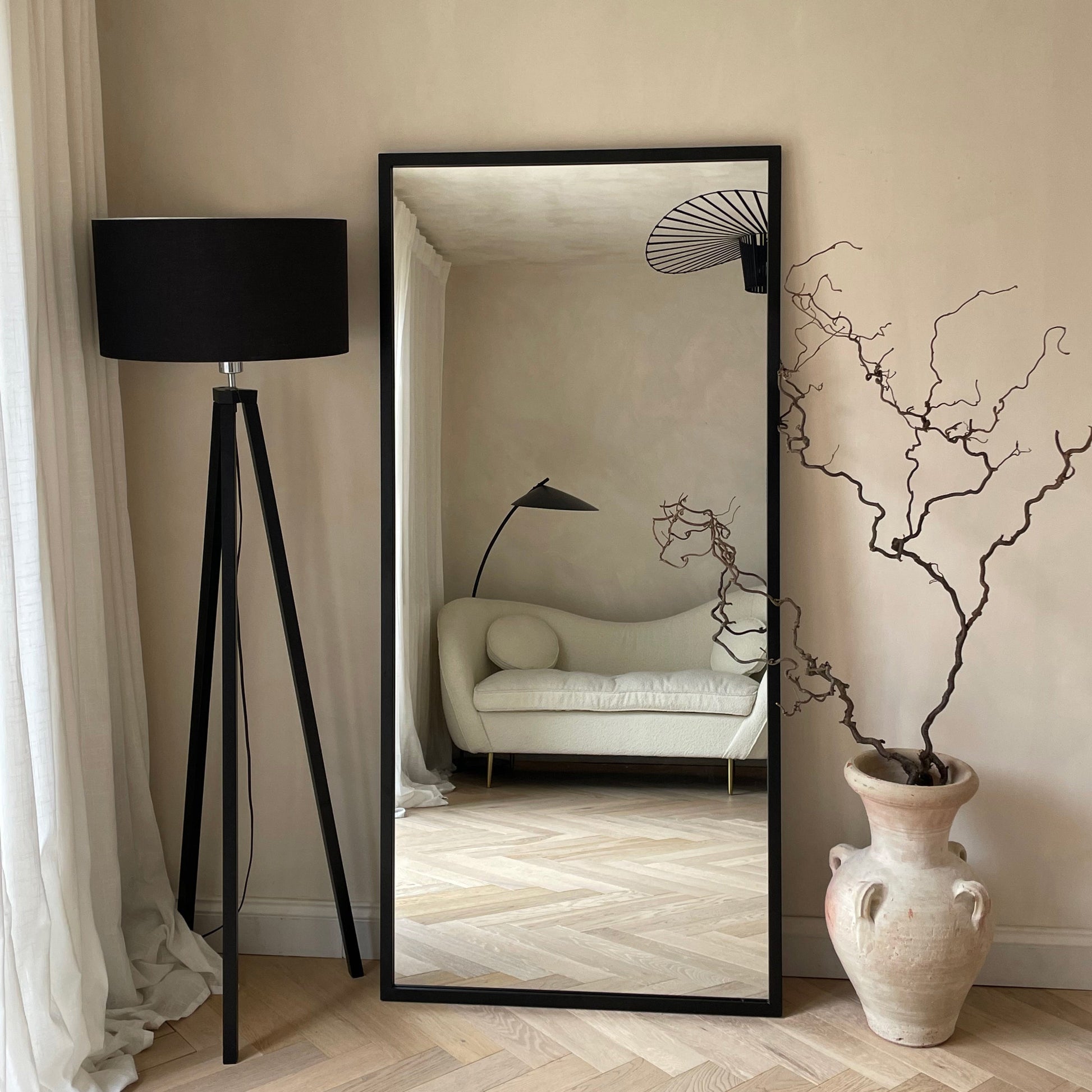 Islington Mirror – Industrial style full-length mirror in black metal (170 cm x 80 cm)