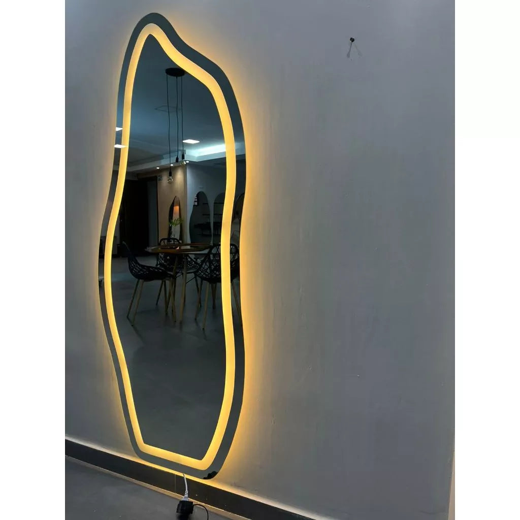 Theo Mirror - Organic Flame Mirror E06 150x60cm 170x70cm With Warm Matte LED 3000k