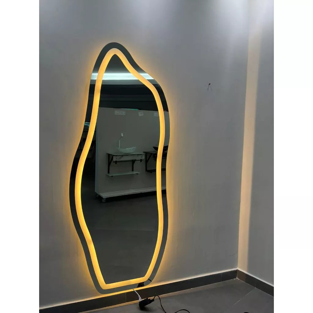 Theo Mirror - Organic Flame Mirror E06 150x60cm 170x70cm With Warm Matte LED 3000k