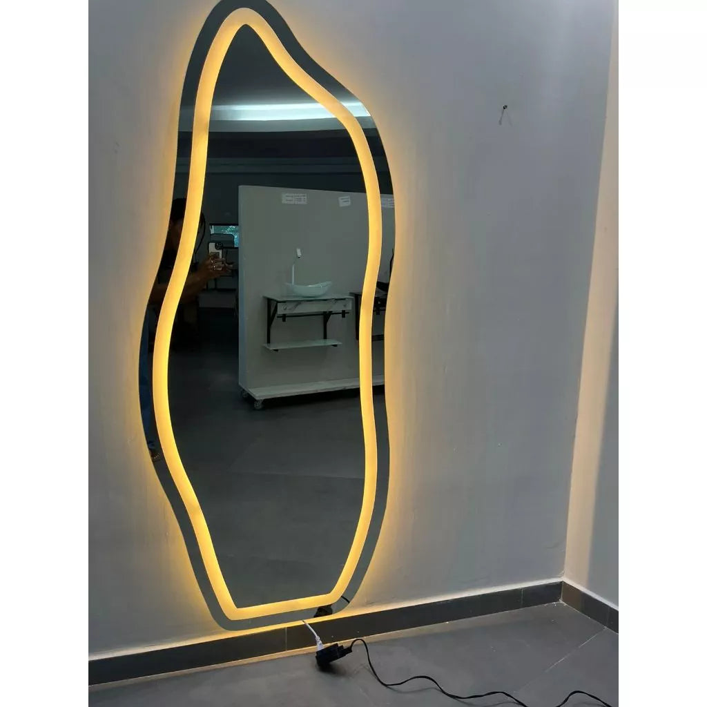 Theo Mirror - Organic Flame Mirror E06 150x60cm 170x70cm With Warm Matte LED 3000k