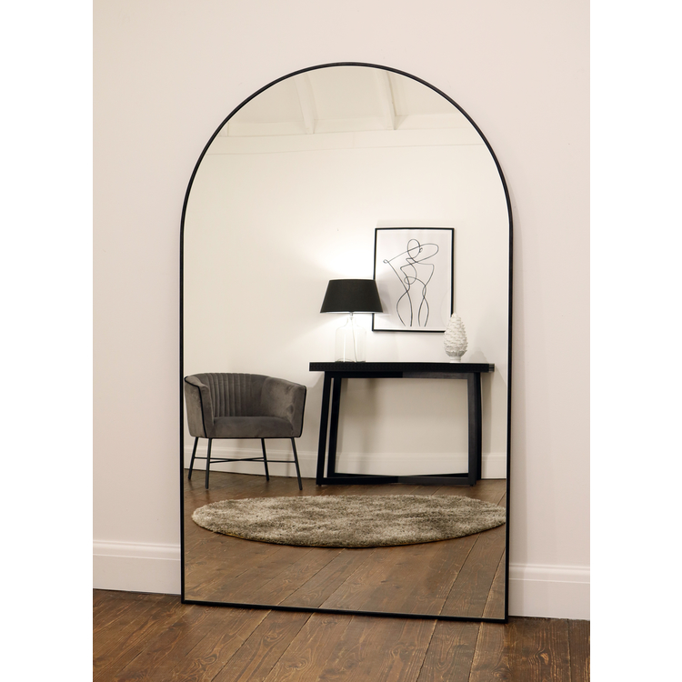 Liberty Mirror - Full-length black metal mirror with curved design 180cm x 110cm
