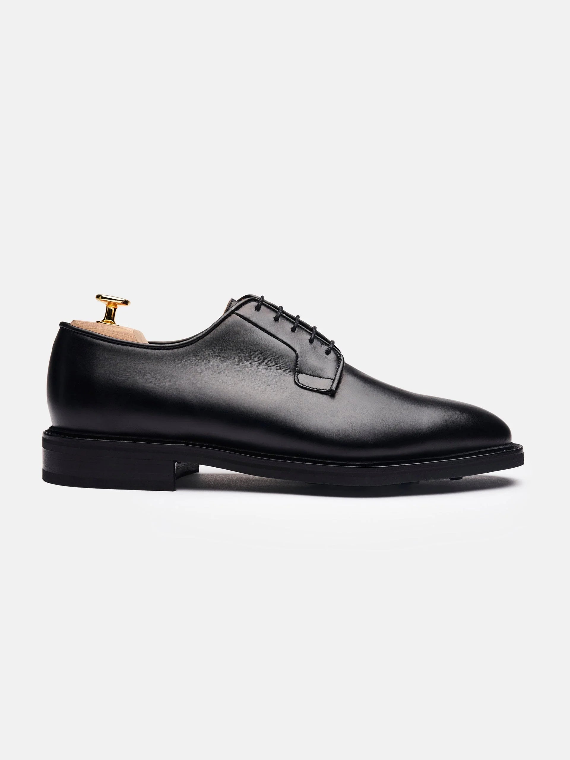 The Plain Toe Blucher Derby - Black Calf