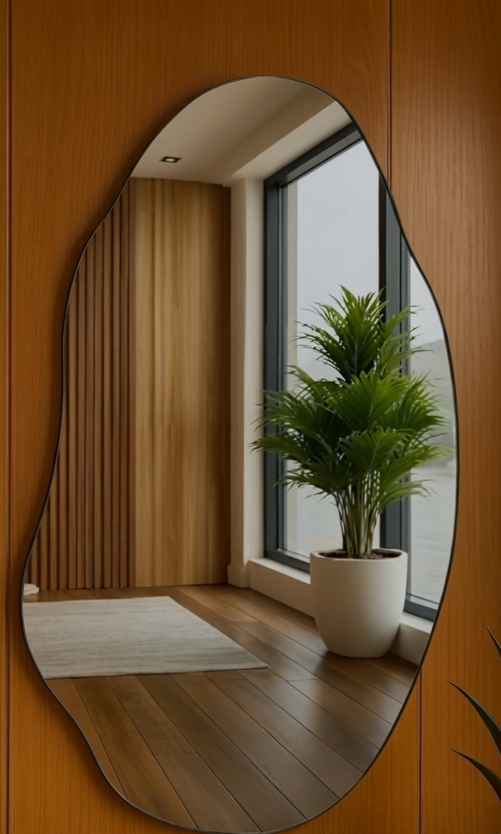Amora Mirror - Large polished organic decorative mirror - 110 x 80