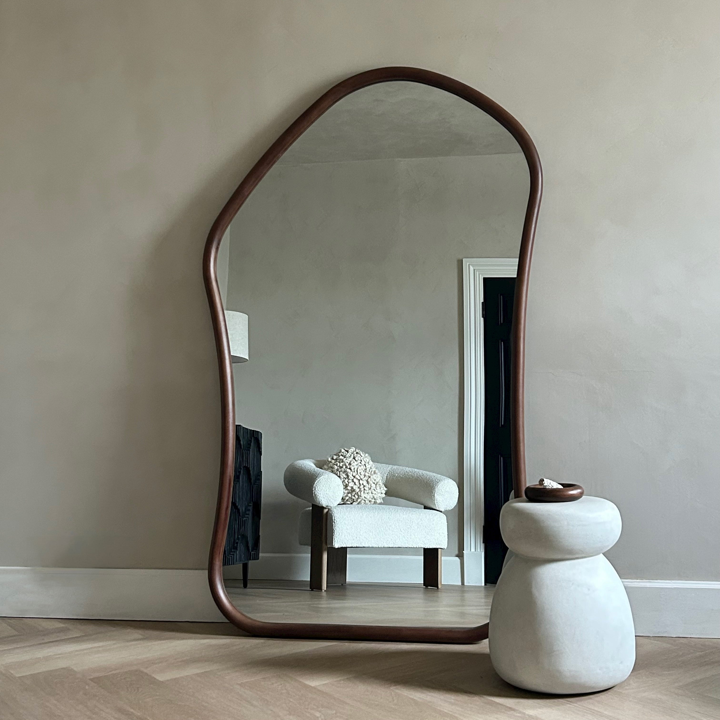 Alice Mirror – Extra Large Irregular Full Body Dark Wood Mirror (180 cm x 110 cm)